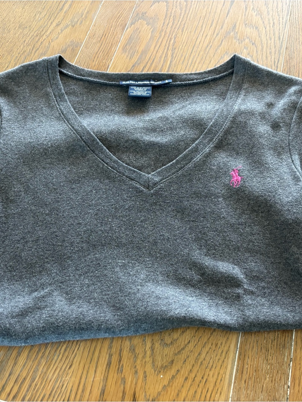 Ralph Lauren Sport Gray Crewneck Top with Navy Label